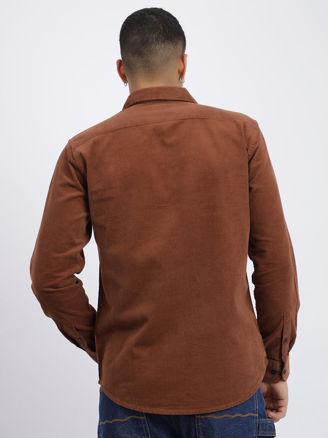 Men Rust Regular Fit Corduroy Casual Shirt