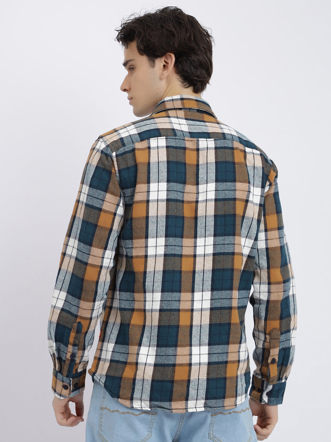 Men Regular Fit Tartan Checks Flannel Woollen Shirt